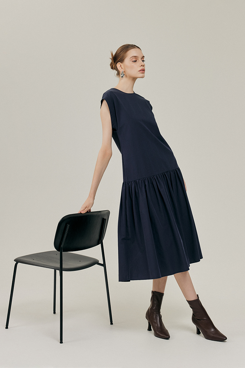 NAREEN CAP SLEEVE DROPWAIST DRESS