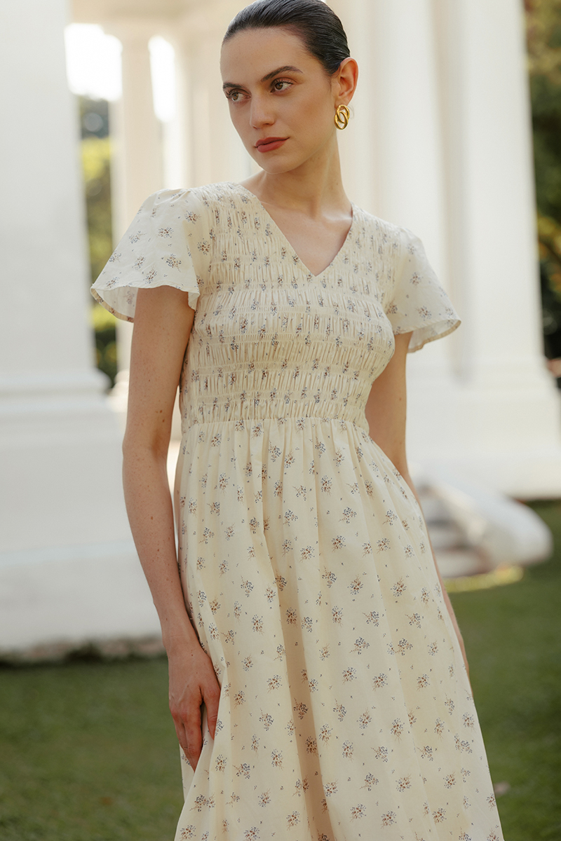 OCTAVIA FLORAL PRINT SMOCKED DRESS