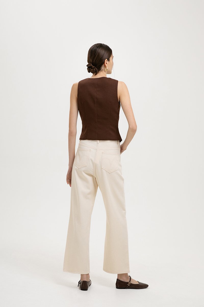 *BACKORDER* OLIVIA ASYMMETRIC VEST LINEN TOP
