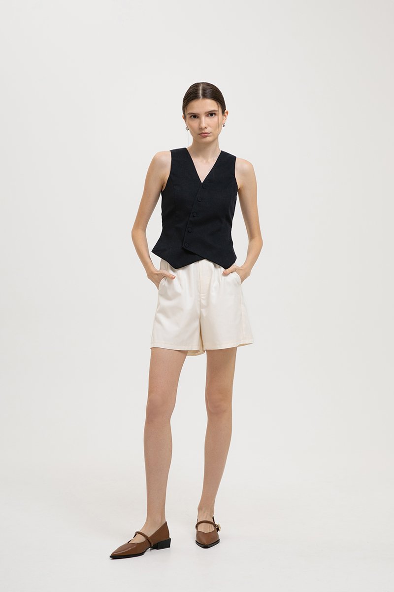 *BACKORDER* OLIVIA ASYMMETRIC VEST LINEN TOP
