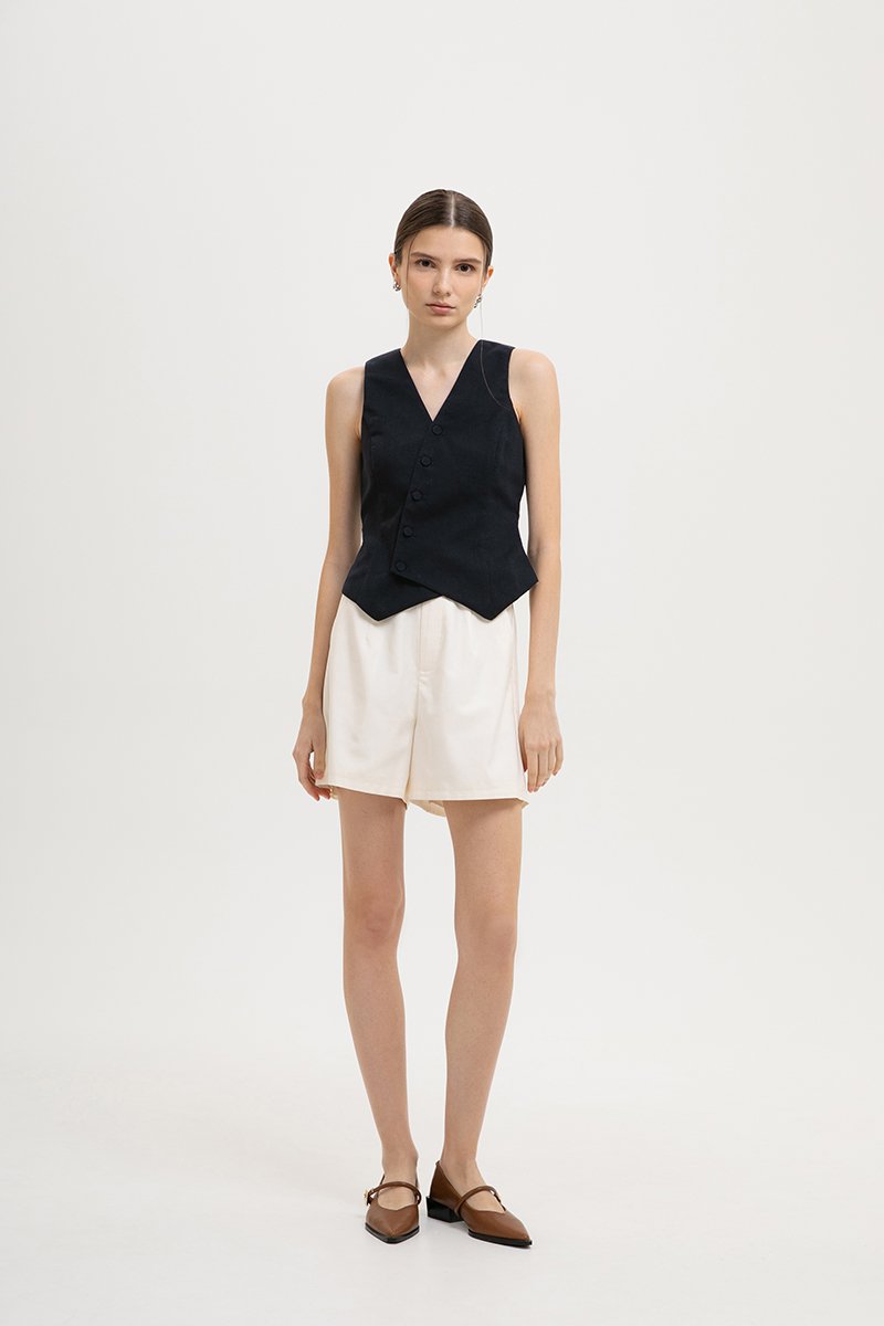 *BACKORDER* OLIVIA ASYMMETRIC VEST LINEN TOP