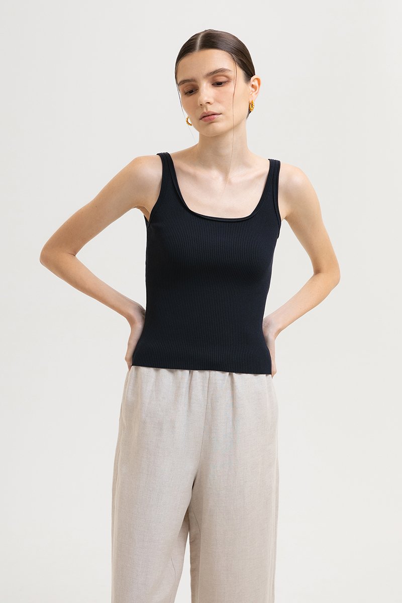 KINSLEY SQUARE NECK KNIT TANK TOP
