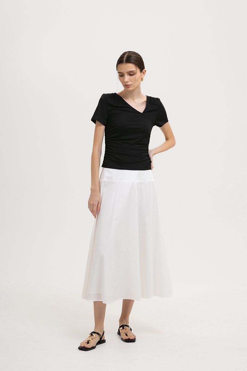 ELIANE RUCHED ASYMMETRIC MODAL TEE