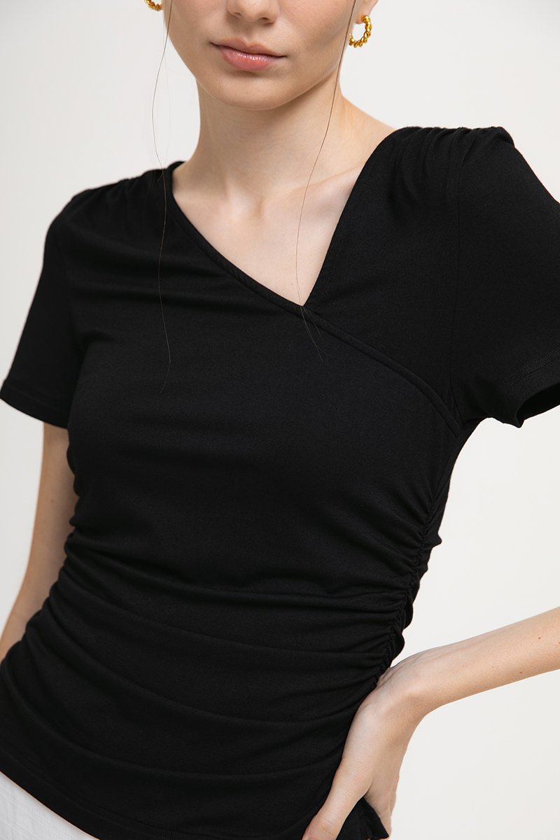 ELIANE RUCHED ASYMMETRIC MODAL TEE