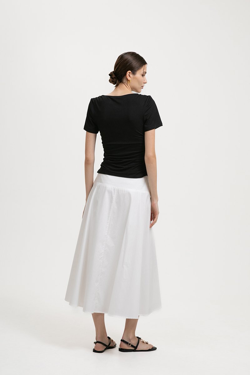ELIANE RUCHED ASYMMETRIC MODAL TEE