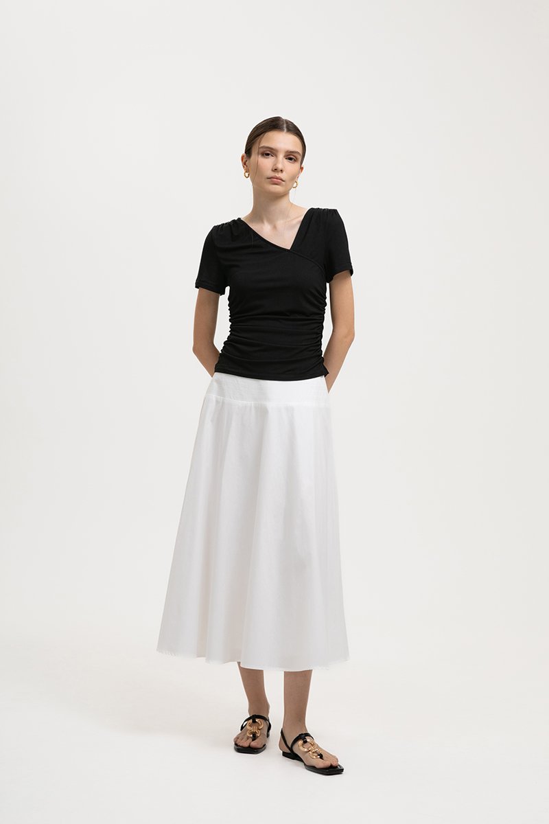 ELIANE RUCHED ASYMMETRIC MODAL TEE