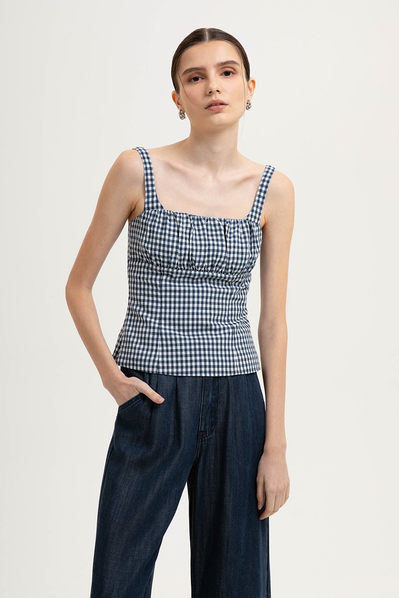 TAHLIA GINGHAM RUCHED TOP