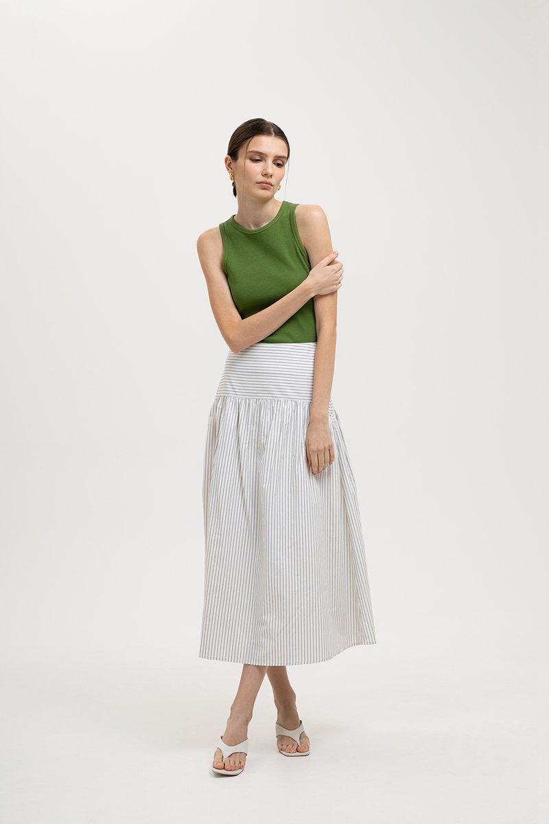 COLETTE STRIPED DROP WAIST SKIRT