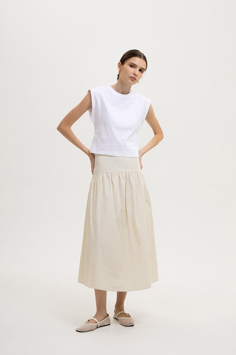 COLETTE STRIPED DROP WAIST SKIRT