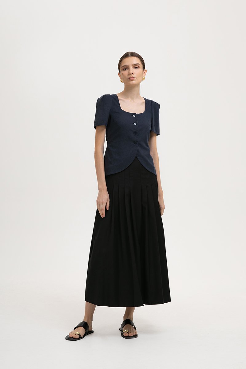 RAQUEL SHORT SLEEVE VEST LINEN TOP
