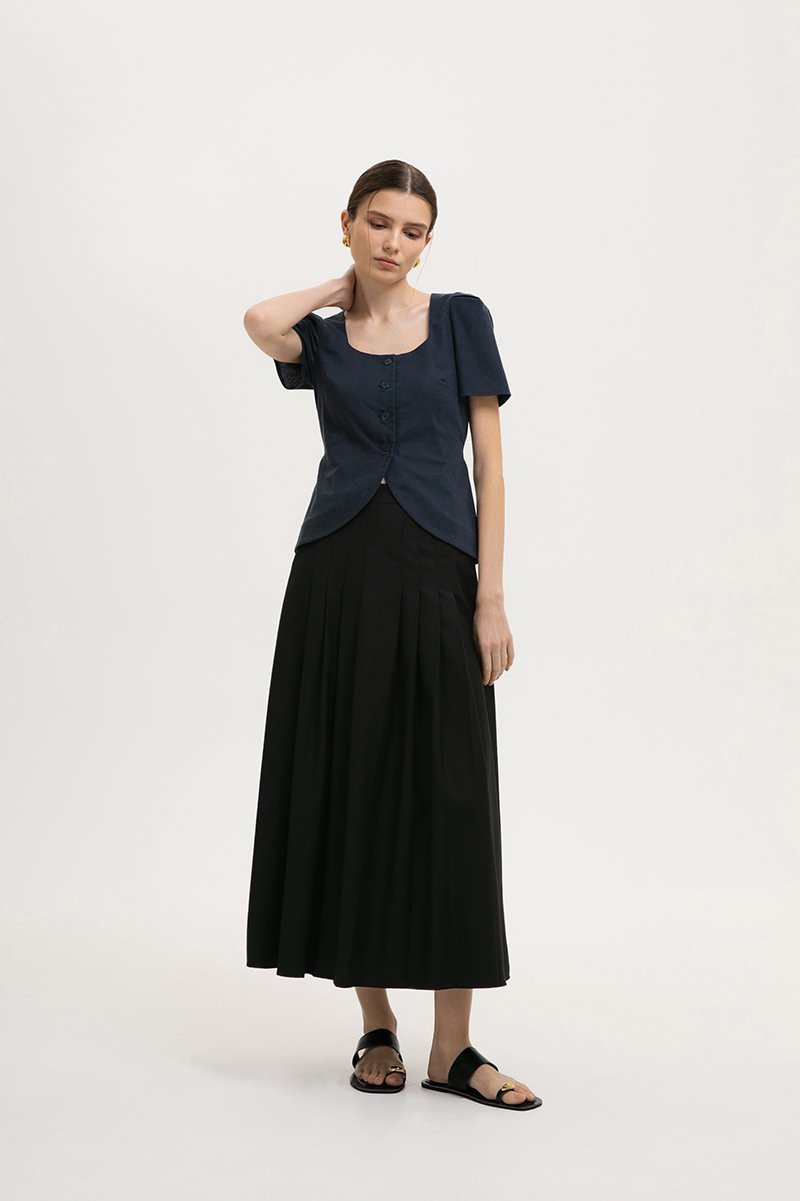 RAQUEL SHORT SLEEVE VEST LINEN TOP