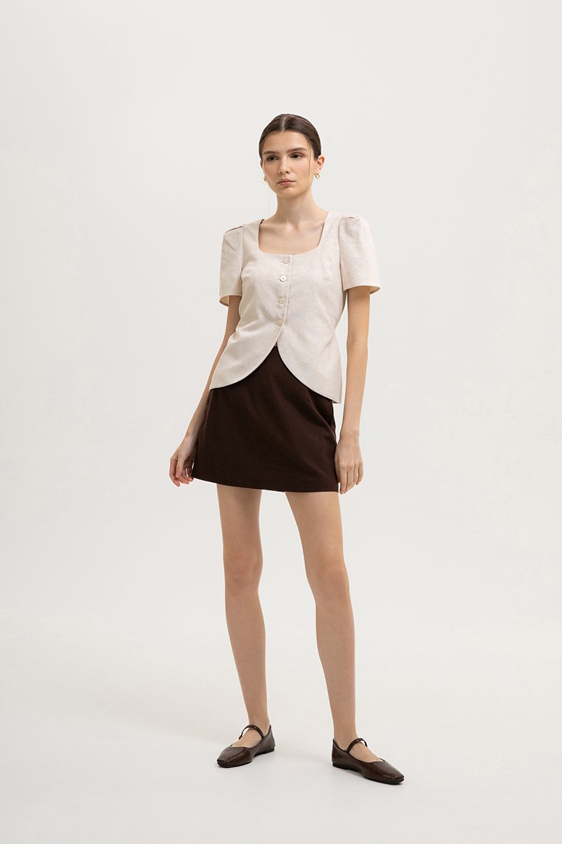 RAQUEL SHORT SLEEVE VEST LINEN TOP