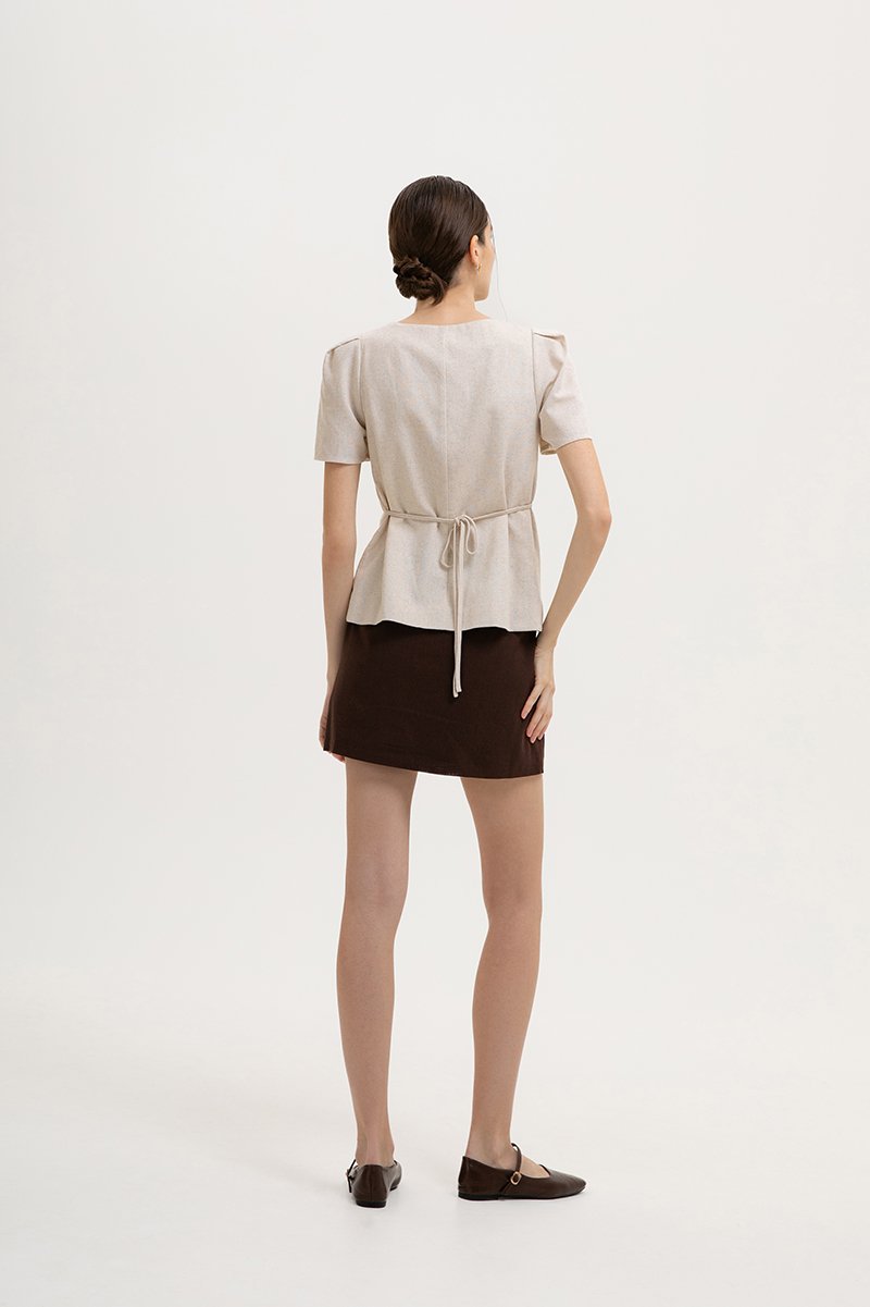 RAQUEL SHORT SLEEVE VEST LINEN TOP