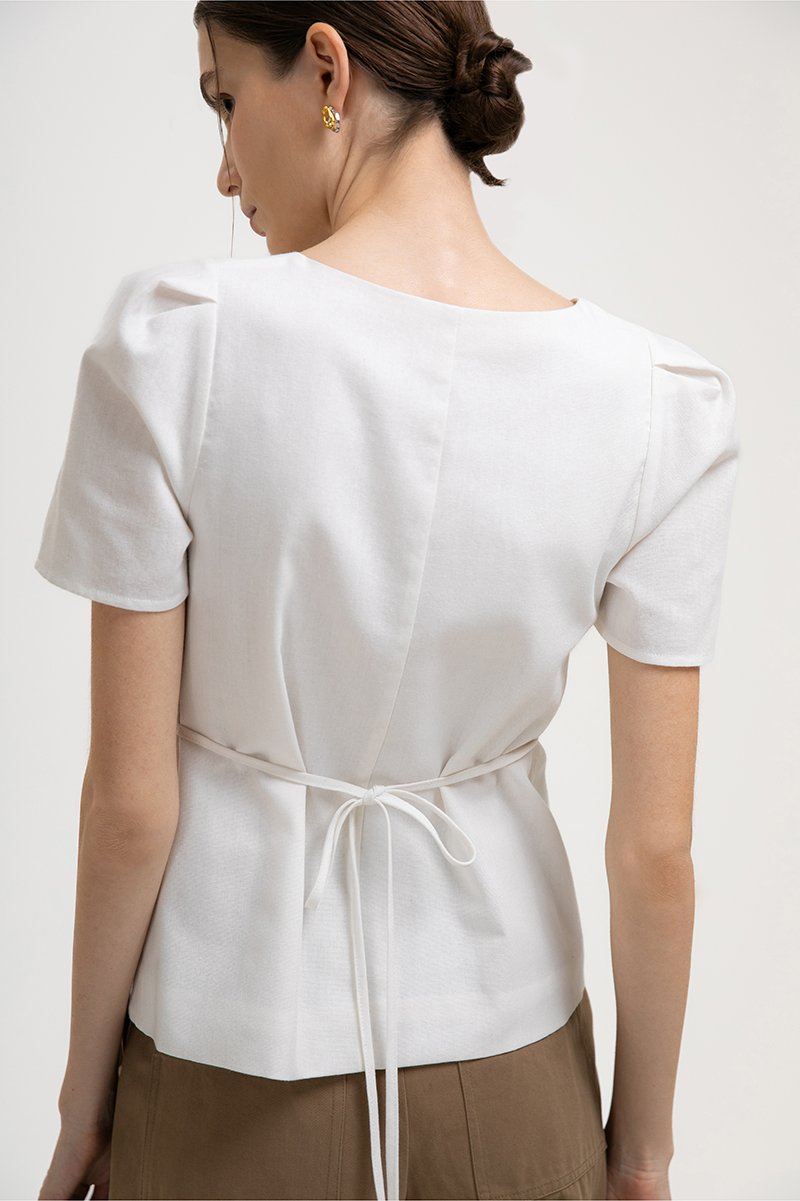 RAQUEL SHORT SLEEVE VEST LINEN TOP