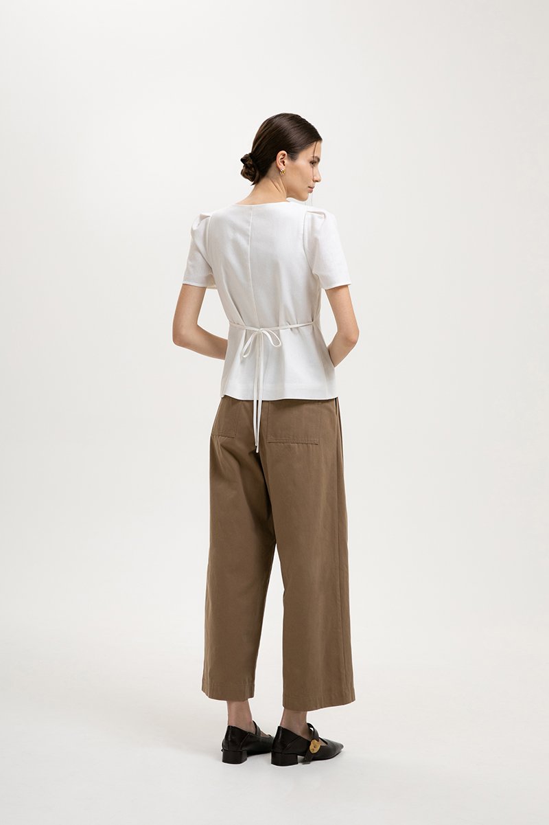 RAQUEL SHORT SLEEVE VEST LINEN TOP