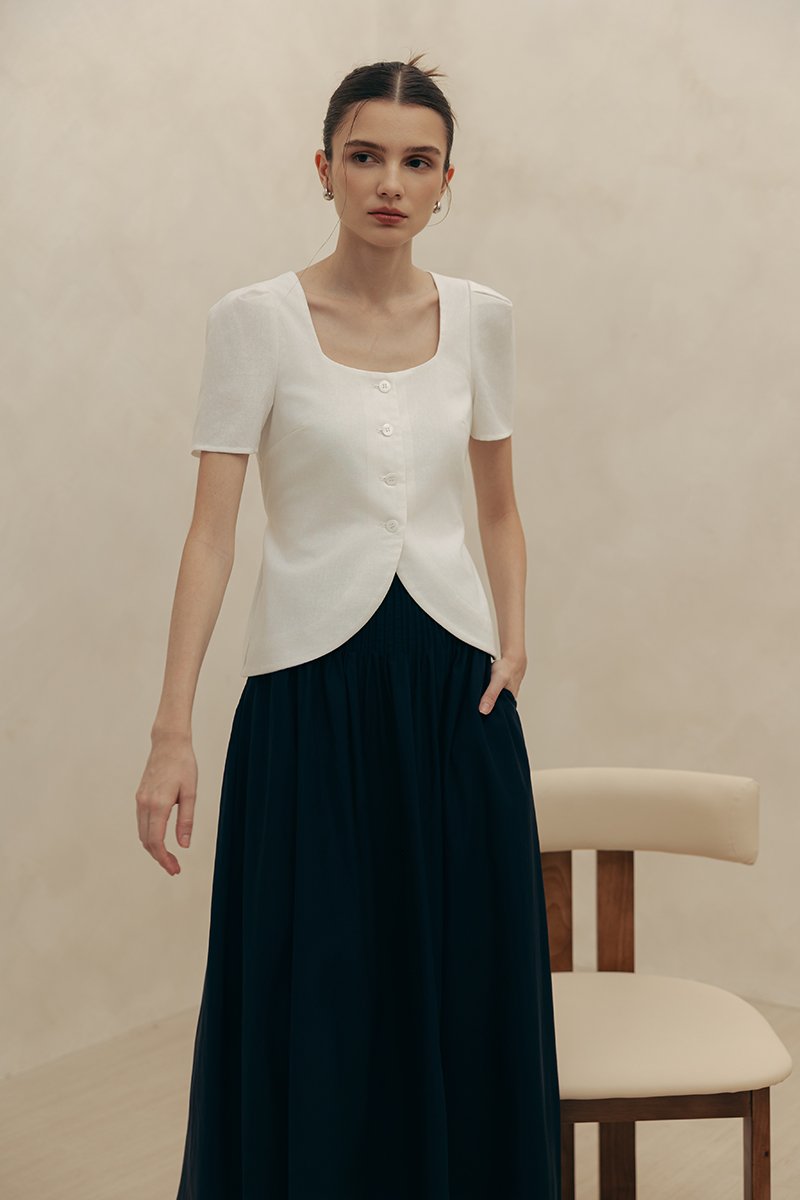 RAQUEL SHORT SLEEVE VEST LINEN TOP