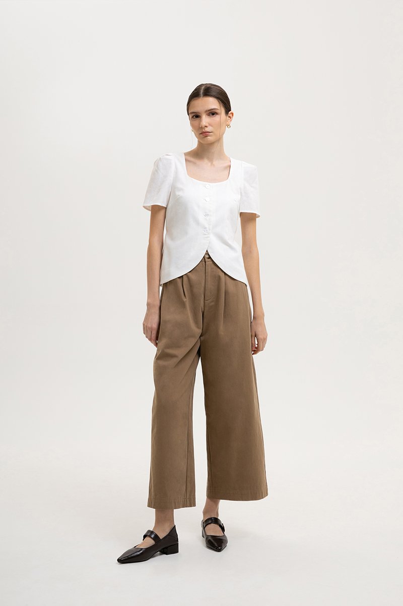 RAQUEL SHORT SLEEVE VEST LINEN TOP
