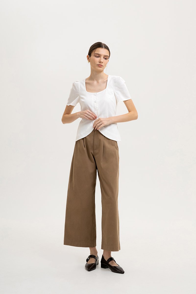 RAQUEL SHORT SLEEVE VEST LINEN TOP