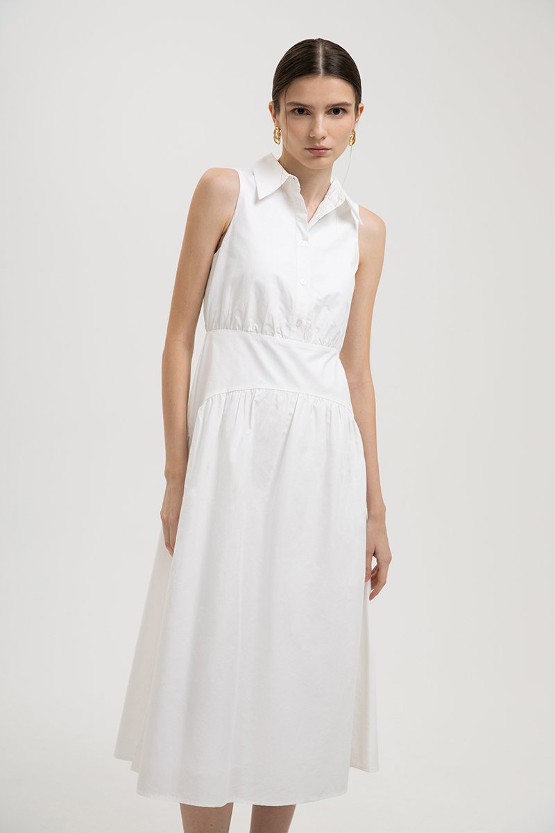 JOCELYN DROP WAIST SHIRT MIDI DRESS