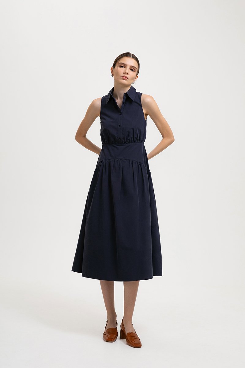 JOCELYN DROP WAIST SHIRT MIDI DRESS