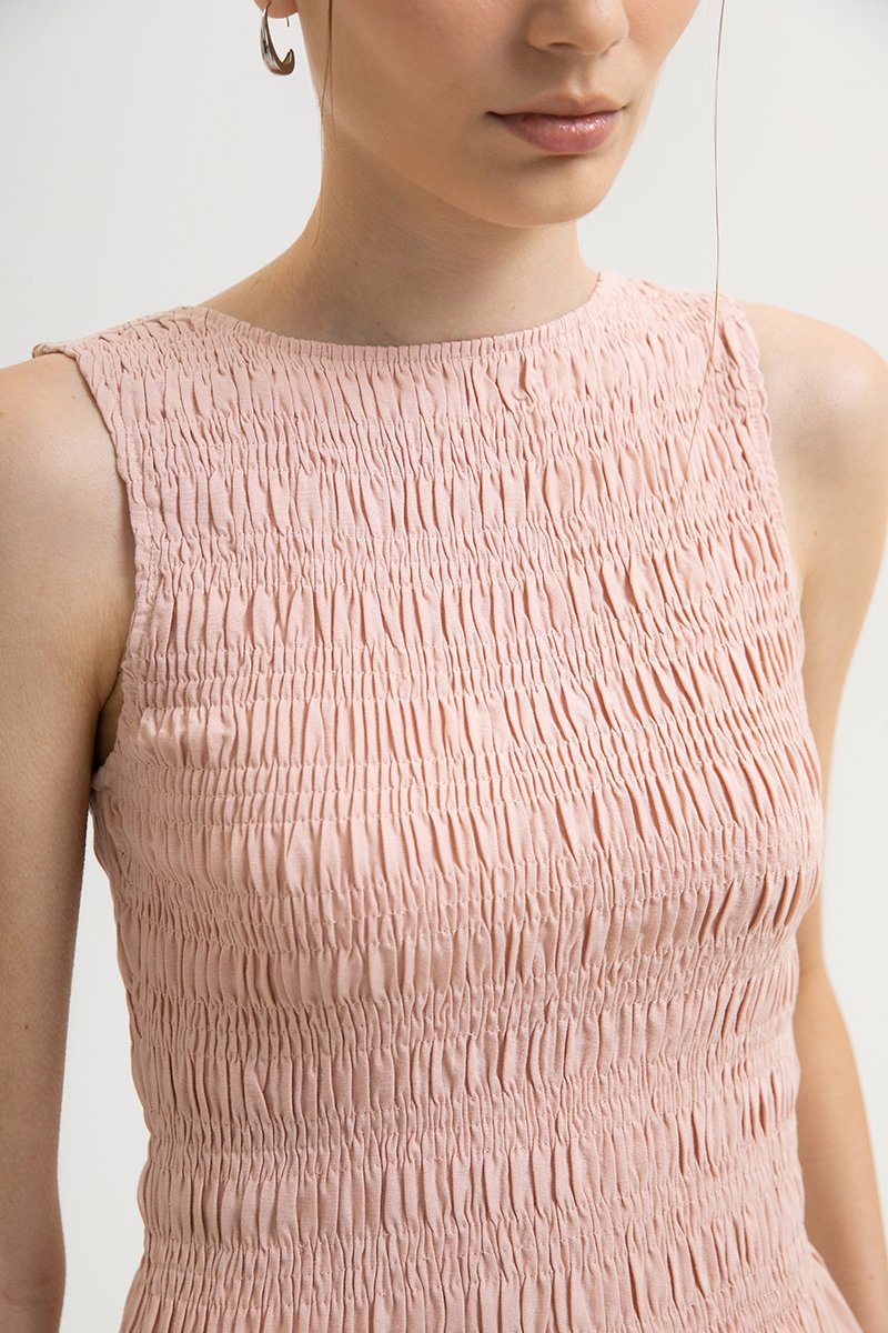 NIKKI SMOCKED LINEN TOP