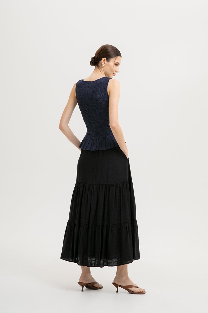 NIKKI SMOCKED LINEN TOP