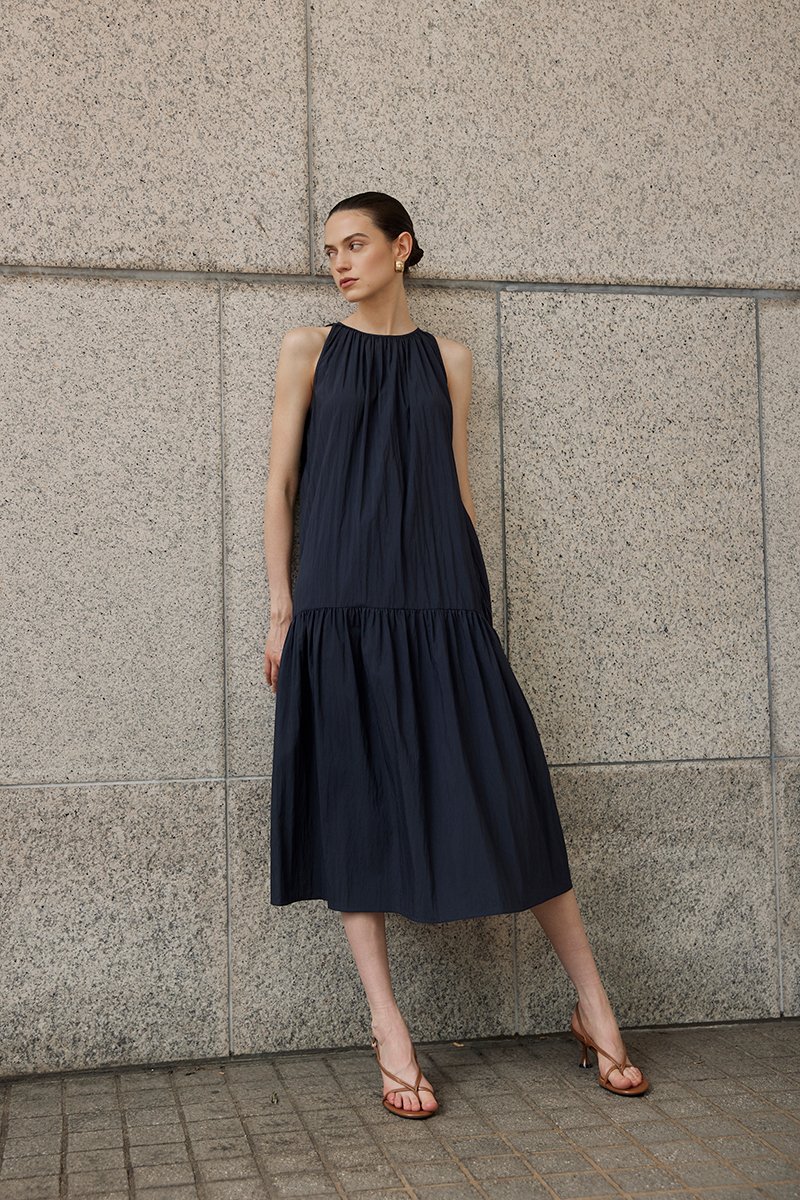 WHITNEY RUCHED DROP WAIST DRESS