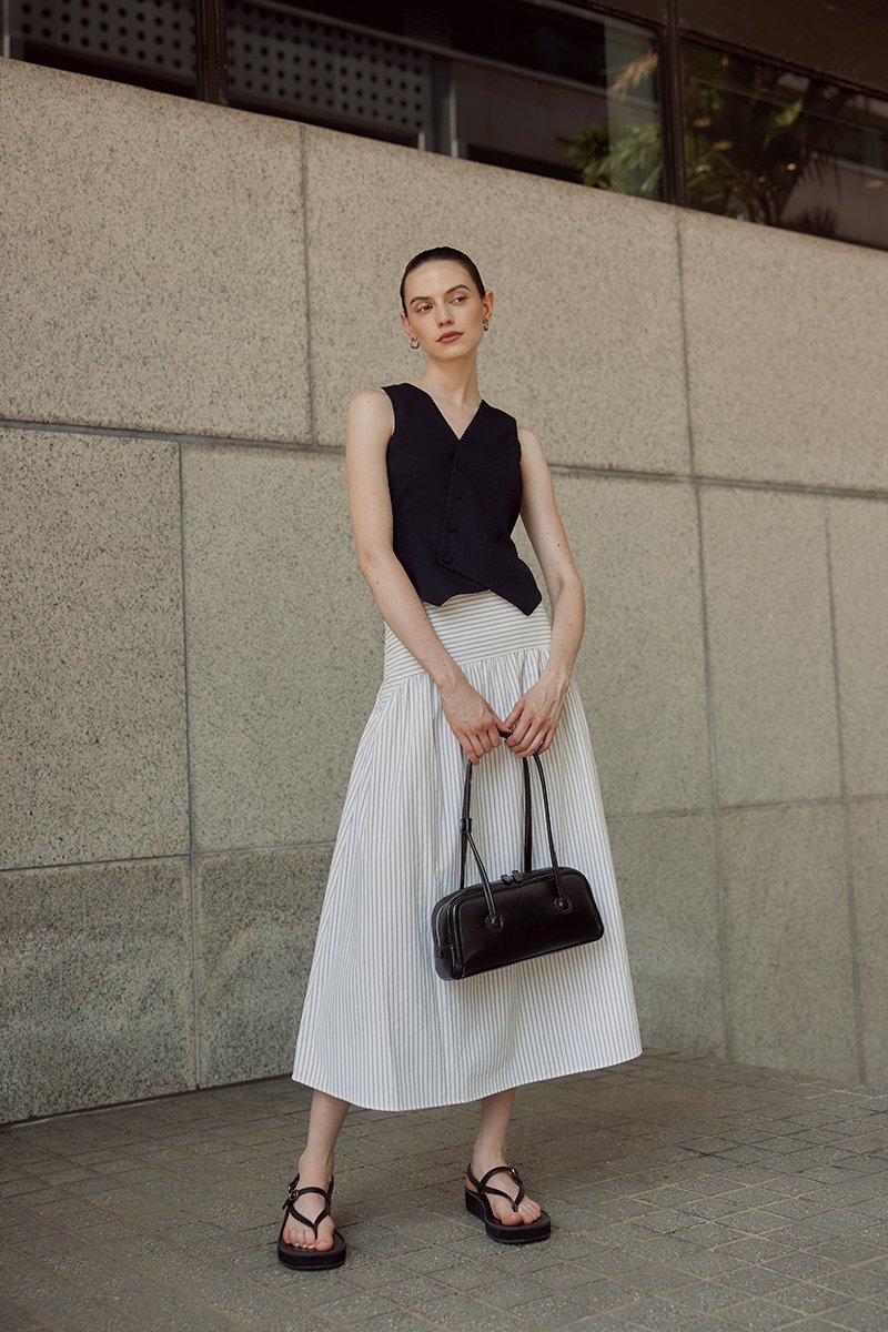 COLETTE STRIPED DROP WAIST SKIRT