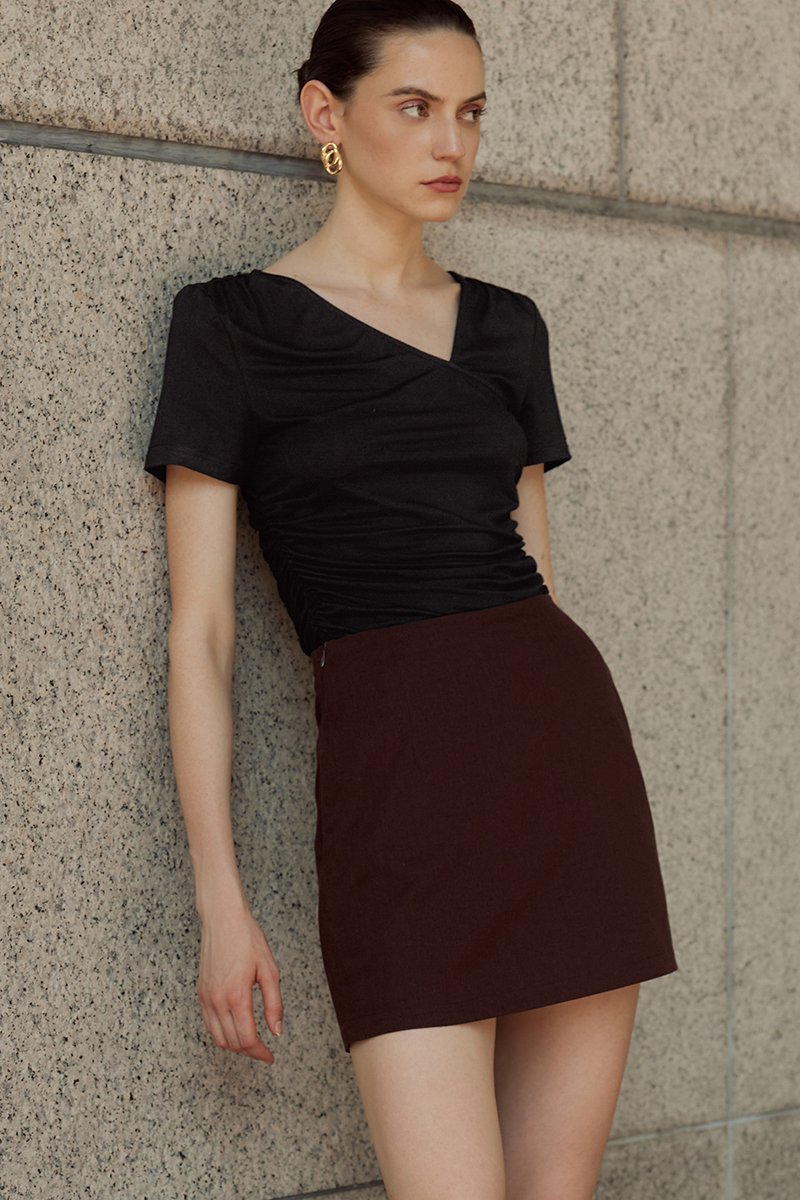 ELIANE RUCHED ASYMMETRIC MODAL TEE