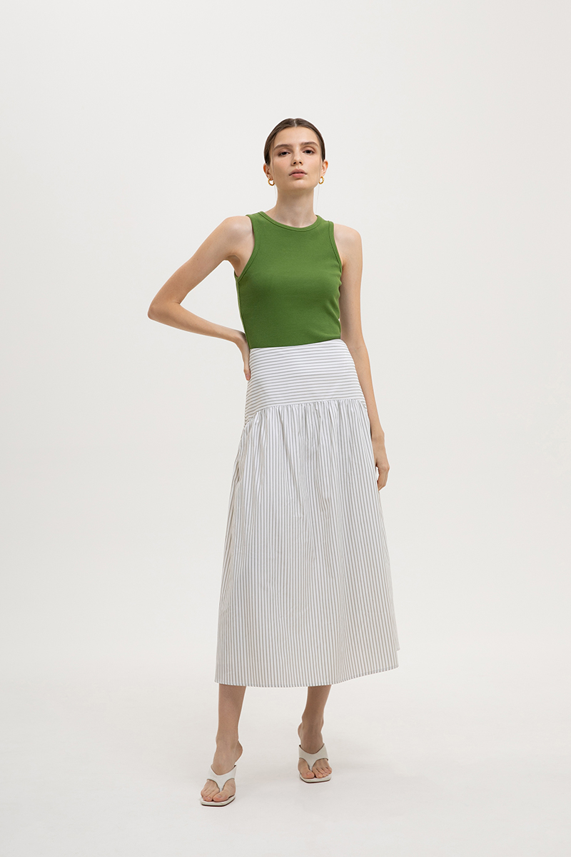 COLETTE STRIPED DROP WAIST SKIRT