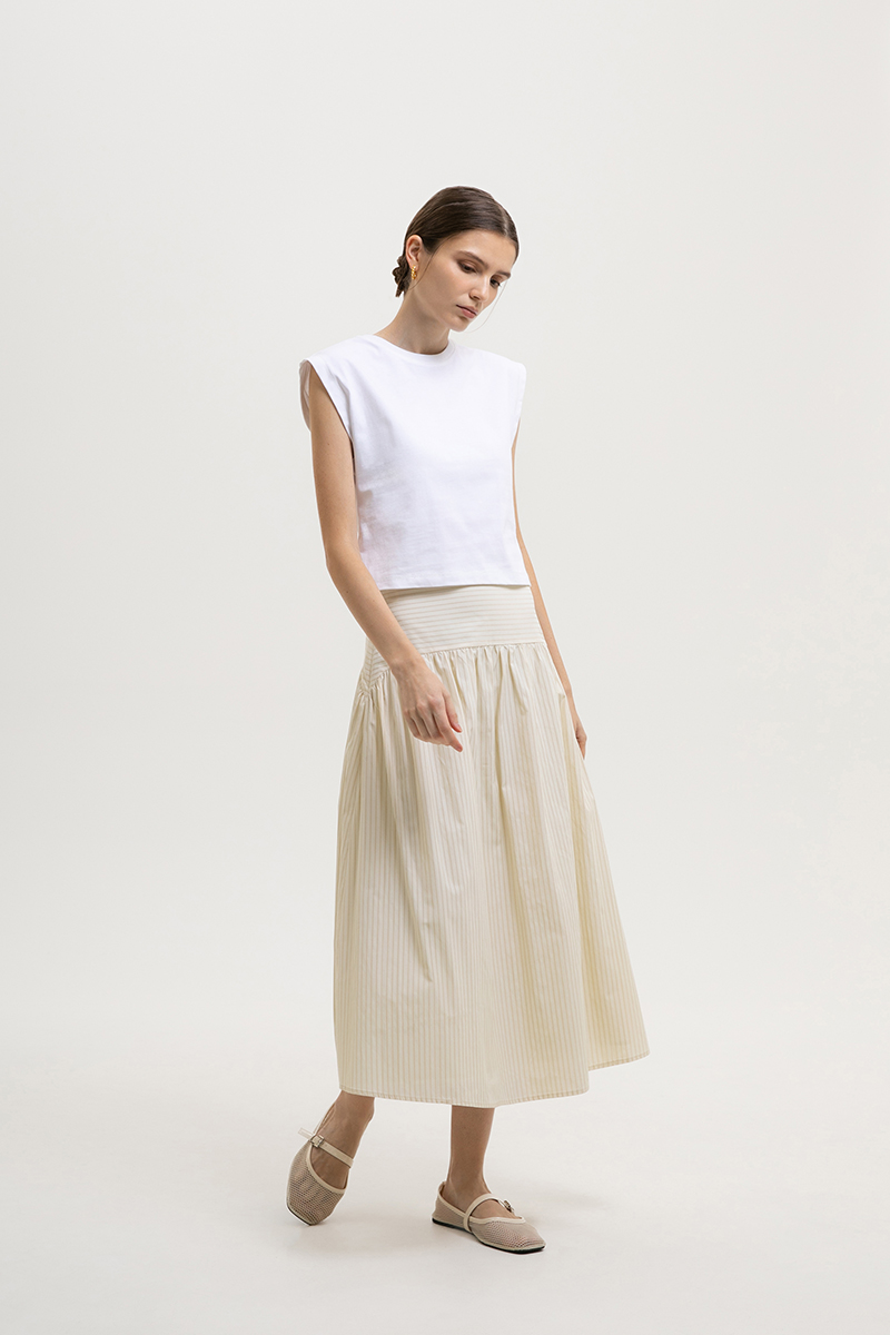 COLETTE STRIPED DROP WAIST SKIRT