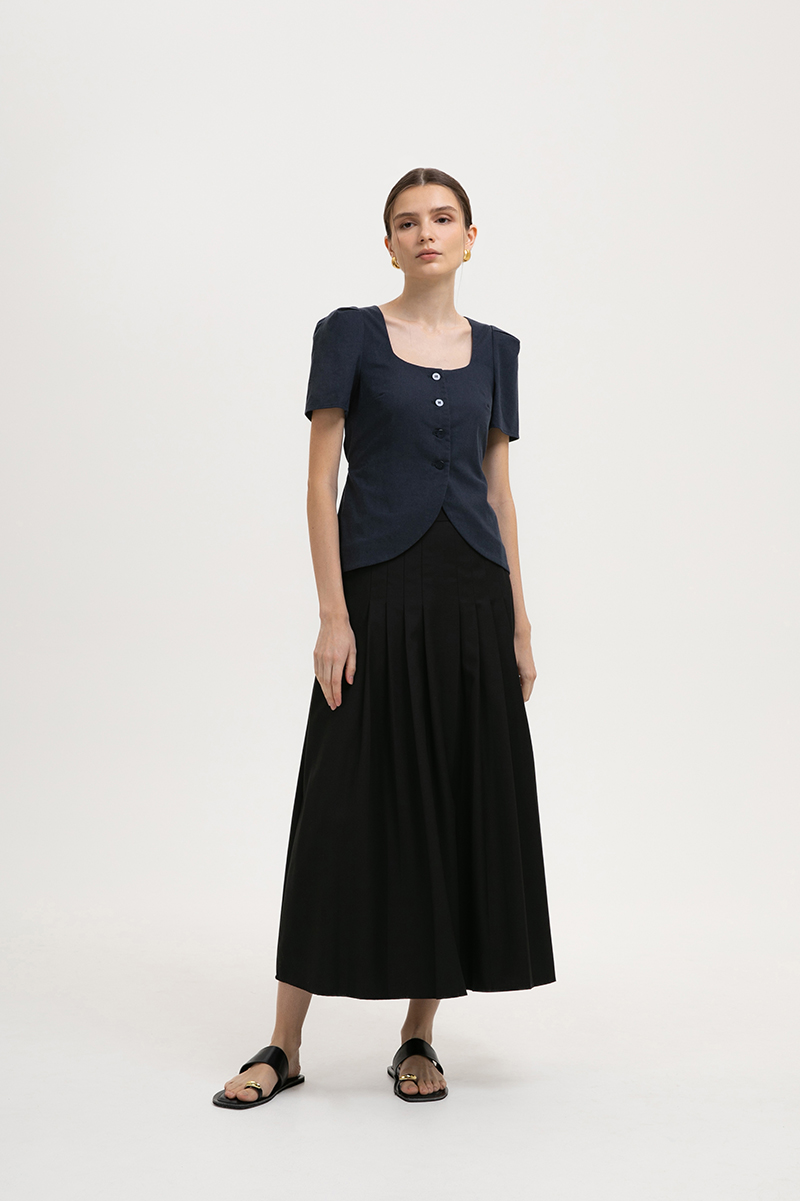 RAQUEL SHORT SLEEVE VEST LINEN TOP