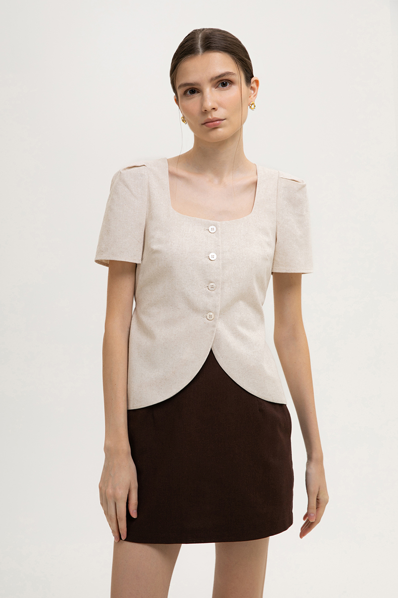RAQUEL SHORT SLEEVE VEST LINEN TOP