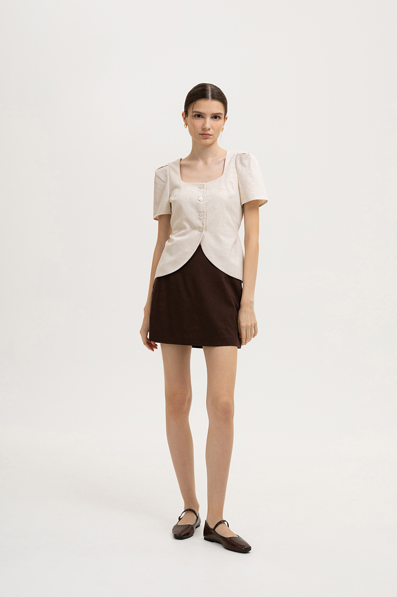 RAQUEL SHORT SLEEVE VEST LINEN TOP