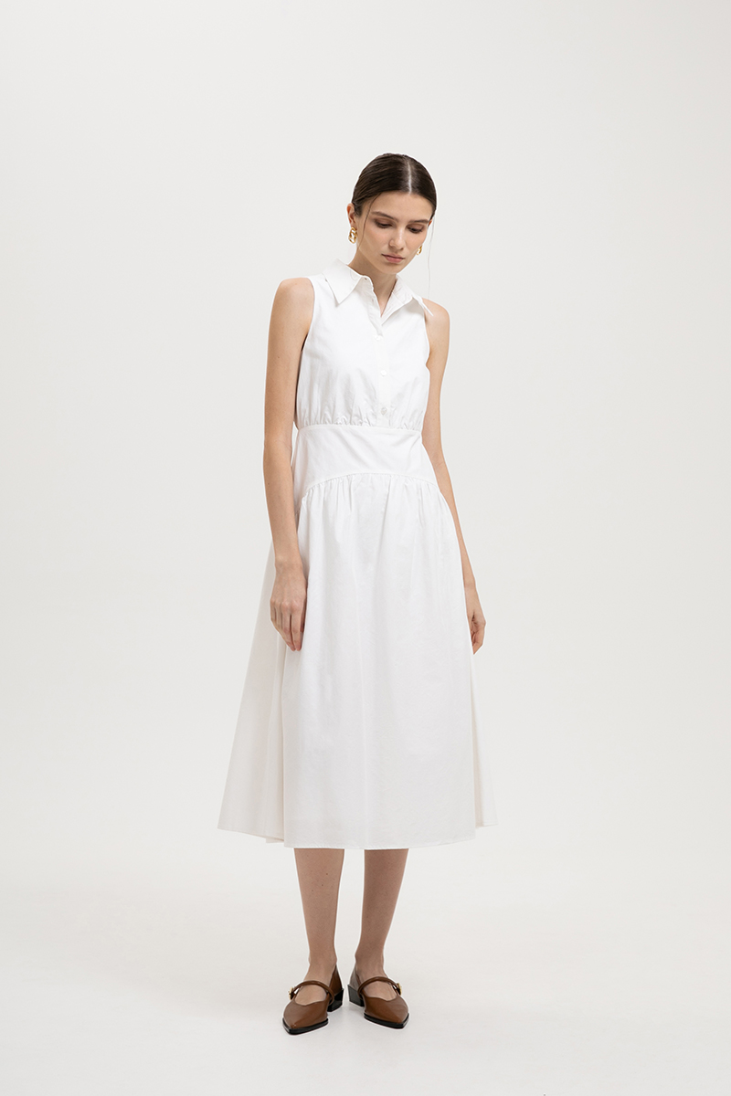 JOCELYN DROP WAIST SHIRT MIDI DRESS