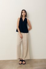 TANYA PLEATED WIDE LEG LINEN PANTS