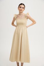 DESIREE SMOCKED FLUTTER SLEEVE GINGHAM DRESS