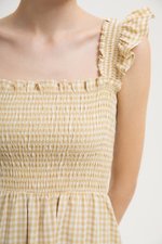 DESIREE SMOCKED FLUTTER SLEEVE GINGHAM DRESS