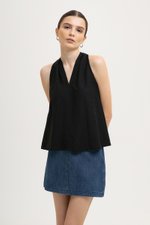 *BACKORDER 2* KYLENE HALTER TRAPEZE LINEN TOP *BACKORDER 2* KYLENE HALTER TRAPEZE LINEN TOP