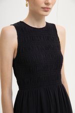 NICOLE SMOCKED LINEN MIDI DRESS