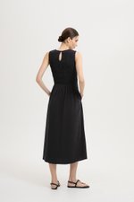 NICOLE SMOCKED LINEN MIDI DRESS