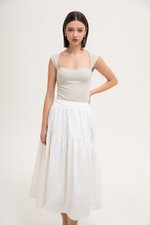MARLENE RUCHED TIERED COTTON MAXI SKIRT MARLENE RUCHED TIERED COTTON MAXI SKIRT