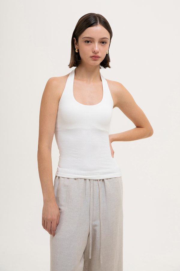 MARTA HALTER RIBBED KNIT TOP