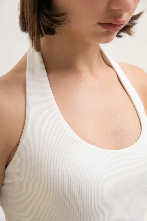 MARTA HALTER RIBBED KNIT TOP