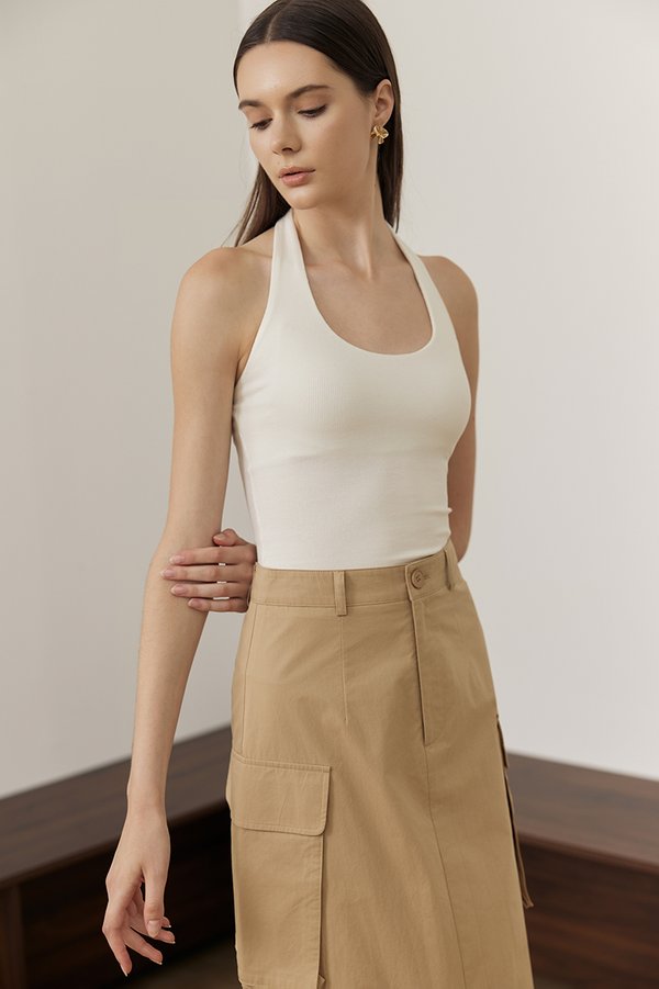 MARTA HALTER RIBBED KNIT TOP