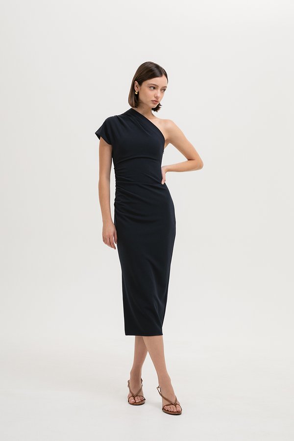 MARCIA TOGA RUCHED MIDI DRESS
