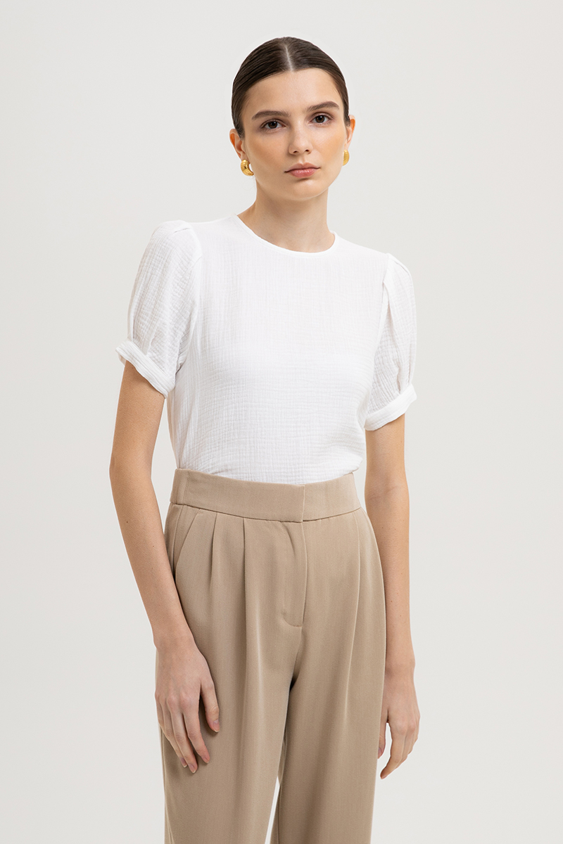 ELISABETTA COTTON PUFF SLEEVE TOP