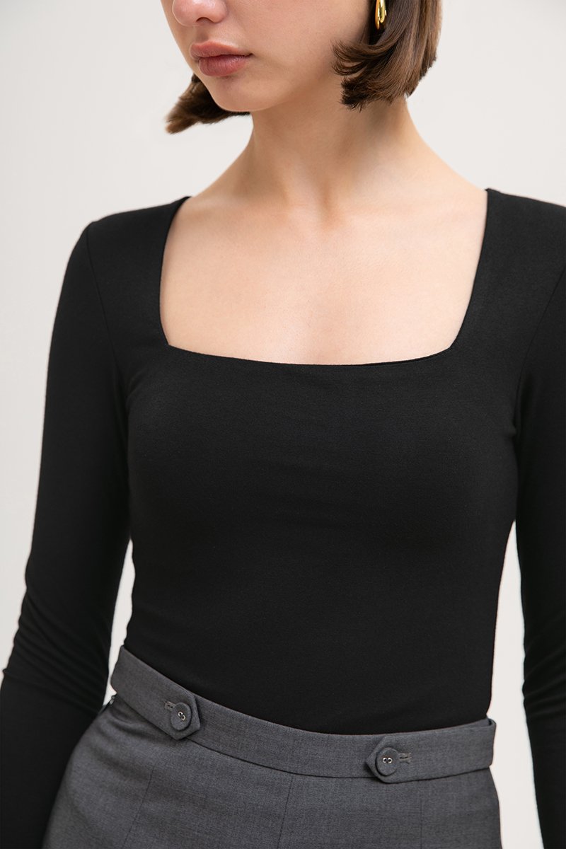 MIRABELLE SQUARE NECK LONG SLEEVE TOP MIRABELLE SQUARE NECK LONG SLEEVE TOP
