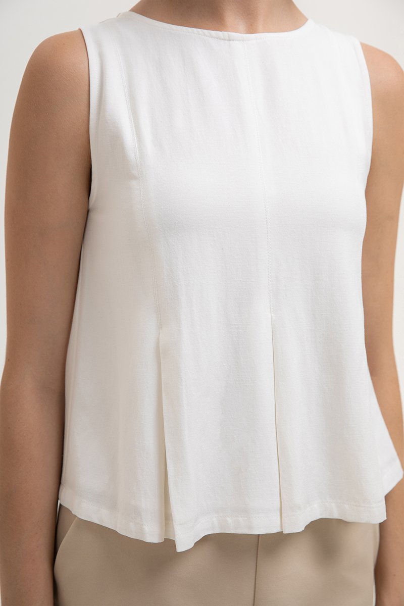 SYLPHY PLEATED LINEN TOP