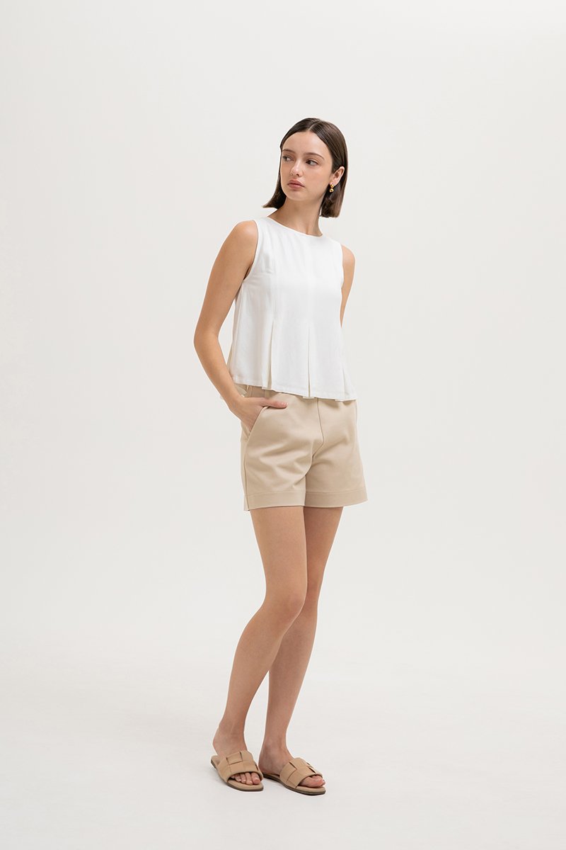 SYLPHY PLEATED LINEN TOP